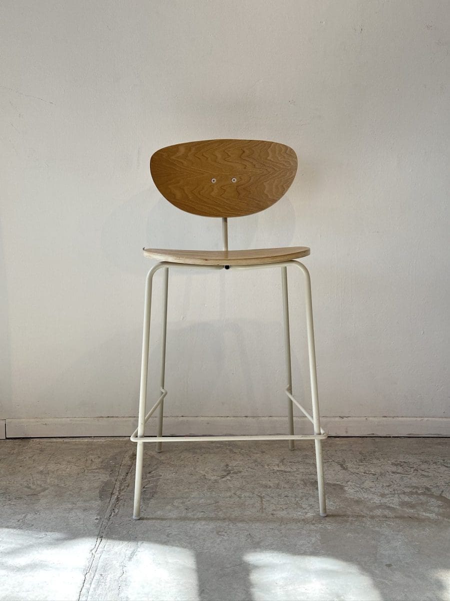 כסא בר LORI אלון רגל לבנה