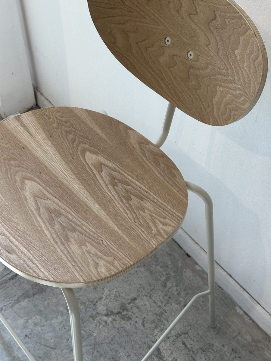 כסא בר LORI אלון רגל לבנה – תמונה 5