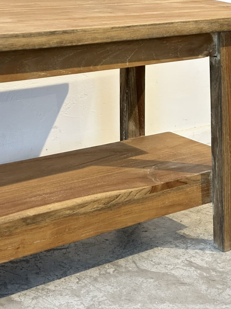 Tiko – ספסל עץ טיק עם מדף – תמונה 4