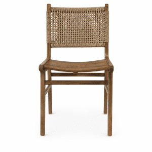 Viero wood – כיסא אוכל מעץ טיק וחבל סינתטי
