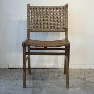 Viero wood – כיסא אוכל מעץ טיק וחבל סינתטי