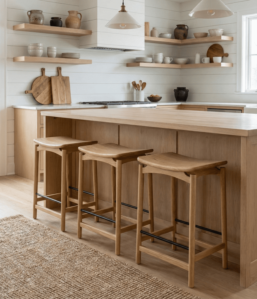 כסא בר Japandi אלון – תמונה 2