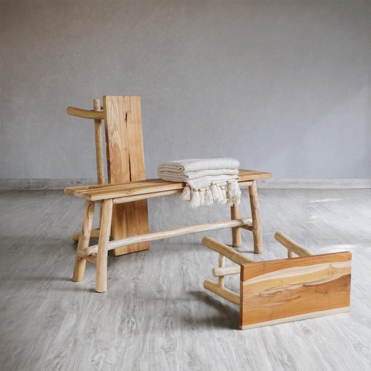 ספסל עץ טיק Noki M – תמונה 2